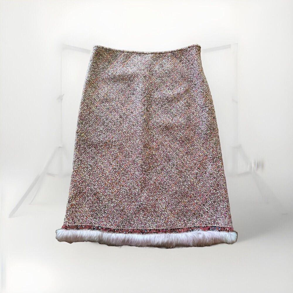Cynthia Steffe Wool Blend Women’s Skirt With Fur Trim Size 2
